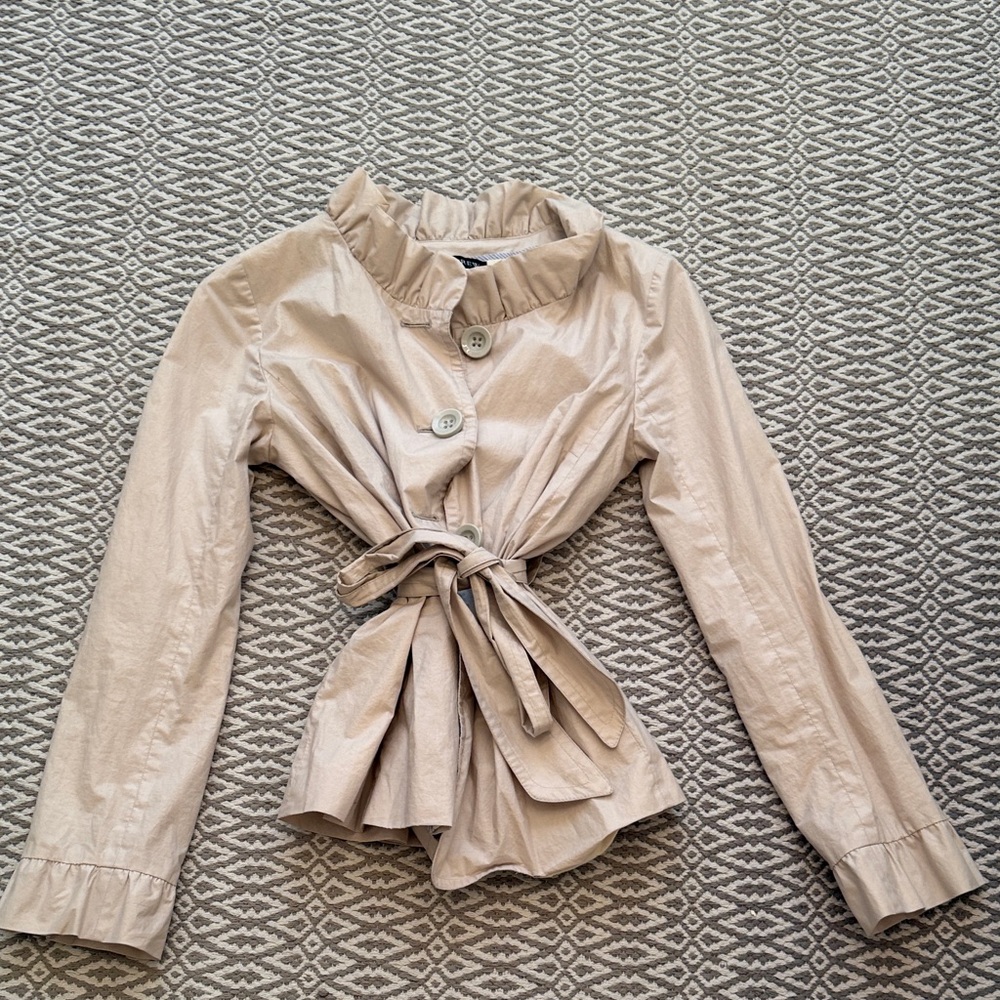 J. Crew Cream Ruffled Collar Jacket